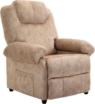 HOMCOM Homcom - Sill&oacute;n Relax Reclinable Manual Tapizado en Terciopelo Acolchado con Reposapi&eacute;s Retr&aacute;ctil y Bolsillos para Sal&oacute;n Oficina Dormitorio 88x91x108