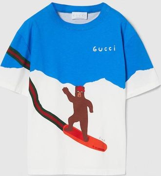 Gucci Kids - Cotton T-shirt With Print, Size 10 years, White, Ready-to-wear