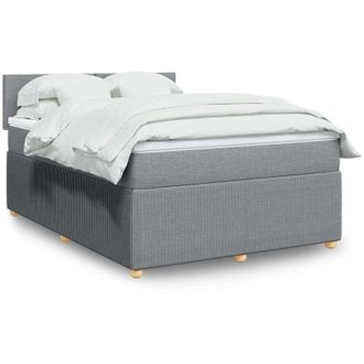 vidaXL Vidaxl - Cama Box Spring Con Colch&oacute;n Tela Gris Claro 140x190 Cm