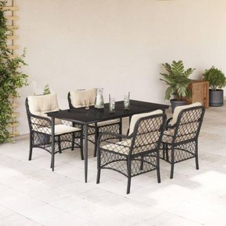 vidaXL Set De Muebles Jard&iacute;n 5 Pzas Con Cojines Rat&aacute;n Sint&eacute;tico Negro Vidaxl