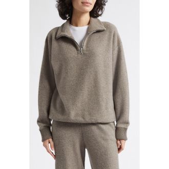 Johnstons of Elgin Reel Cashmere Quarter Zip Sweater in Heather/pebble at Nordstrom, Size X-Small