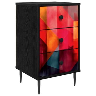 vidaXL Mesa De Noche Heesch Roble Negro 36 X 33 X 61 Cm Vidaxl