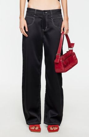 Lioness Serenity Straight Leg Pants in Noir at Nordstrom, Size X-Small