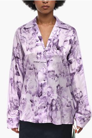 Off-white SEASONAL Floral-Print Satin Shirt size 36