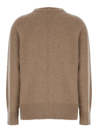 Max Mara Womens Beige Crewneck Cashmere Sweater With Detail Tops Top