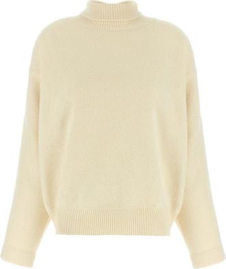 Jil Sander Wollen trui met hoge kraag - Dames - Coltruien - Wit - M - Wol - Truien & Vesten