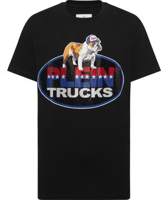 Philipp Plein Round Neck T-Shirt Bulldog Crystal