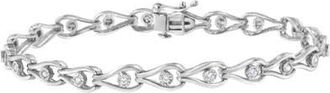 House of Brilliance Silver 1/10 Cttw Miracle-Set Diamond Pear Shape and Bezel Link Bracelet in White at Nordstrom