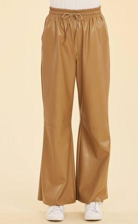 Dolce Cabo Faux Leather Drawstring Pant In Camel