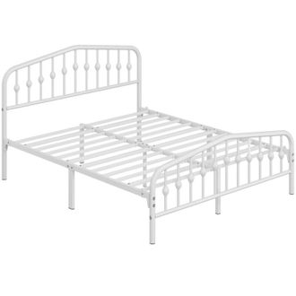 Yaheetech Yaheetech - Struttura Letto Moderno in Metallo con Testiera Rete a Doghe per Camera 160 &times; 200 cm Bianco