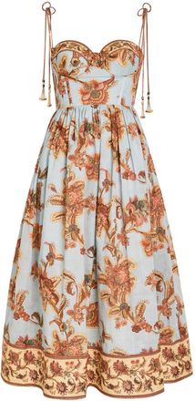 Zimmermann Aster Corset Cotton Midi Dress - Blue - 4 (UK 16 / XL)