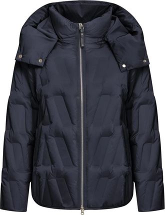 Cesare Gaspari Chevron Quilted Cropped Down Jacket - Dames - Gewatteerde jassen - Blauw - L - Polyester - Jassen