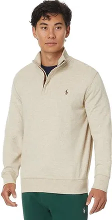 Polo Ralph Lauren Luxury Jersey Quarter-Zip Pullover Mens Clothing Expedition Dune Heather 1 : 2XL, Viscose/Nylon/Cotton