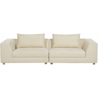 Beliani Beliani - Divano imbottito 3 posti Comodo accogliente Cuscino Braccioli Soggiorno Moderno Beige Lermon