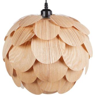 Beliani L&aacute;mpara Colgante Contempor&aacute;nea Forma De Pi&ntilde;a De Bamb&uacute; Natural Claro Bampur