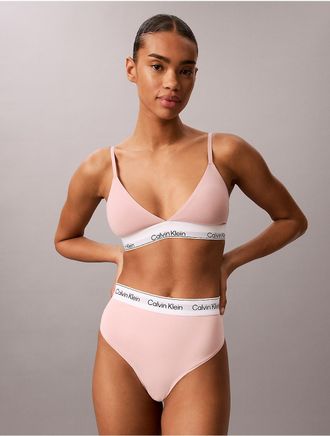 Calvin Klein Womens Icon Cotton Modal Lightly Lined Triangle Bralette - Pink - XXS