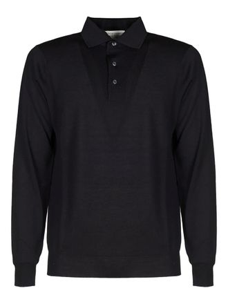FILIPPO DE LAURENTIIS buttoned long-sleeved polo shirt - men - Fabric - 52 - Black