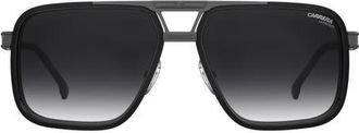 Carrera 61mm Gradient Rectangular Sunglasses in Black Dark Ruthenium/Grey at Nordstrom