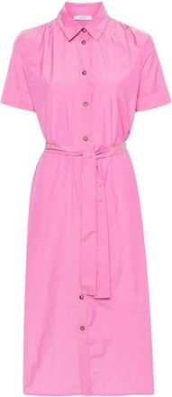 PESERICO Beaded Blousejurk - Dames - Shirt Kleedjes - Roze - S - Katoen - Kleedjes