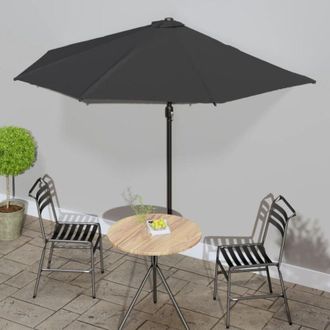 vidaXL Sombrilla Balc&oacute;n Semicircular Palo Aluminio Negro 300x155x223cm Vidaxl