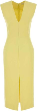 Givenchy Yellow V- Neckline Midi Dress