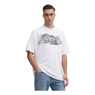 Versace Jeans Couture Tops, Heren, Wit, L, Katoen, Logo T-shirt