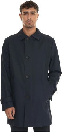 HUGO BOSS Jassen, Heren, Blauw, 2Xl, Wol, Waterafstotende trenchcoat met rits