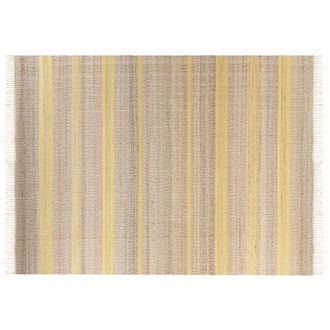Beliani Alfombra De Yute Beige Claro Natural Amarillo 160 X 230 Cm A Rayas Borlas Talpur
