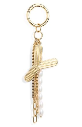 Chelsea28 Initial Faux Pearl Bag Charm in Y- White- Gold at Nordstrom