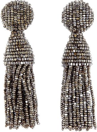 Oscar De La Renta Classic Short Tassel Drop Clip Earrings in Champagne at Nordstrom