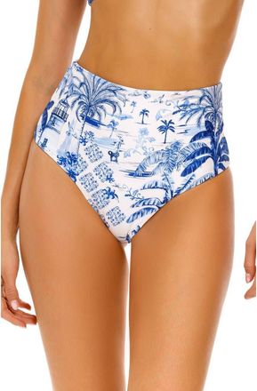 Agua Bendita Alicia Tales Reversible Bikini Bottoms in Blue/White Multicolor at Nordstrom, Size Medium