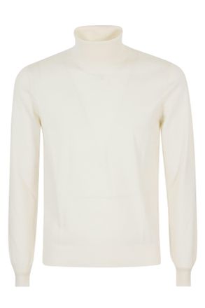 Tagliatore Cream Miles High Neck Merino Wool Sweater