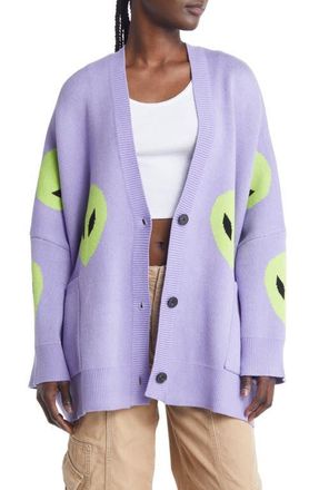 Dressed in Lala Boxy Oversize Cardigan in Lavender Alien at Nordstrom, Size Large