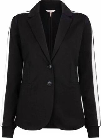 Esqualo Womens Modal Long Sleeve Blazer In Black With White Stripe
