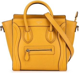 Celine Pre-owned Nano Leather Luggage Tote - Dames - Vintage Handtas - Geel - ONE Size - Leer - Vintage
