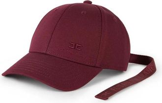 Elisabetta Franchi Gabardine Baseball Cap met Lint - Dames - Petten - Rood - M - Katoen - Accessoires