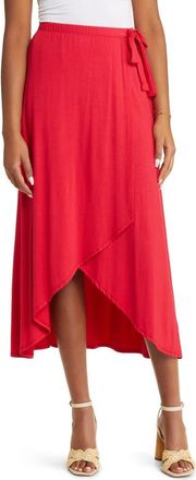 Loveappella Faux Wrap Skirt in Red at Nordstrom, Size X-Small