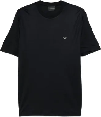 Emporio Armani Blue Solid Crew Neck T-Shirt