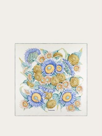 Ferragamo Womens White Silk Floral Scarf