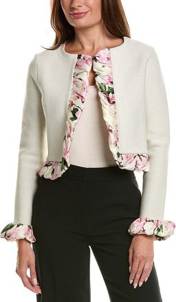 Oscar De La Renta Oscar De La Renta Cherry Blossom Bubble Twist Trim Cardigan