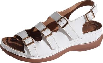 Generic Womens Orthopedic Wedge Sandals Dressy Summer Platform Wedge Wedding Shoes Ankle Strap Evening Sandals Fashion Casual Bridal Beach Shoes 2026 (White, 