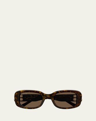 Balenciaga Cut-Out BB Acetate Rectangle Sunglasses