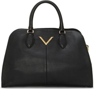 Vince Camuto Tasha Croc Embossed Leather Satchel in Black at Nordstrom
