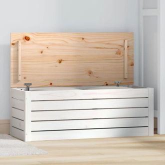 vidaXL Caja De Almacenaje Madera Maciza De Pino Blanco 89x36,5x33 Cm Vidaxl
