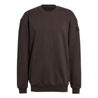 adidas Mens adidas Solid Color Round Neck Loose Pullover Hoodless Dark Grey Olive Green HG6637