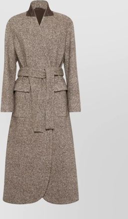 Brunello Cucinelli silk wool belted single breasted coat