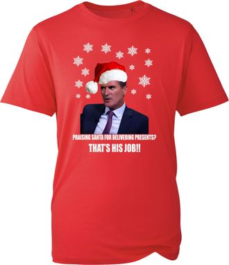 Generic Praising Santa for Delivering Presents T-Shirt, Funny Sarcastic Meme Tee, Thats His Job Internet Quote Graphic Top UK (Red, 4XL Years)