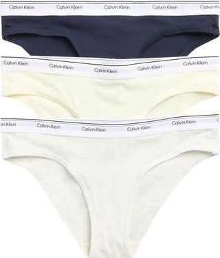 Calvin Klein 3-Pack Balance Bikinis in Blue/ivory/grey at Nordstrom Rack, Size Medium