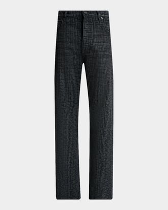 Balmain Men & apos;s Loose-Fit Monogram Denim Jeans