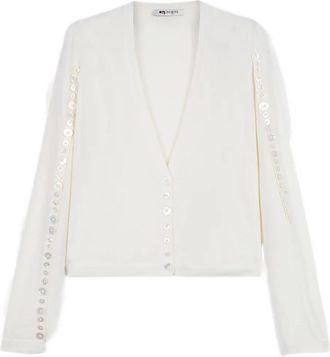Ports 1961 Cardigan con paillettes e bottoni - Bianco